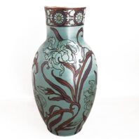 Boch-Freres-Keramis-Luster-Glaze-Art-Nouveau-Tall-Vase-Circa-1890-1