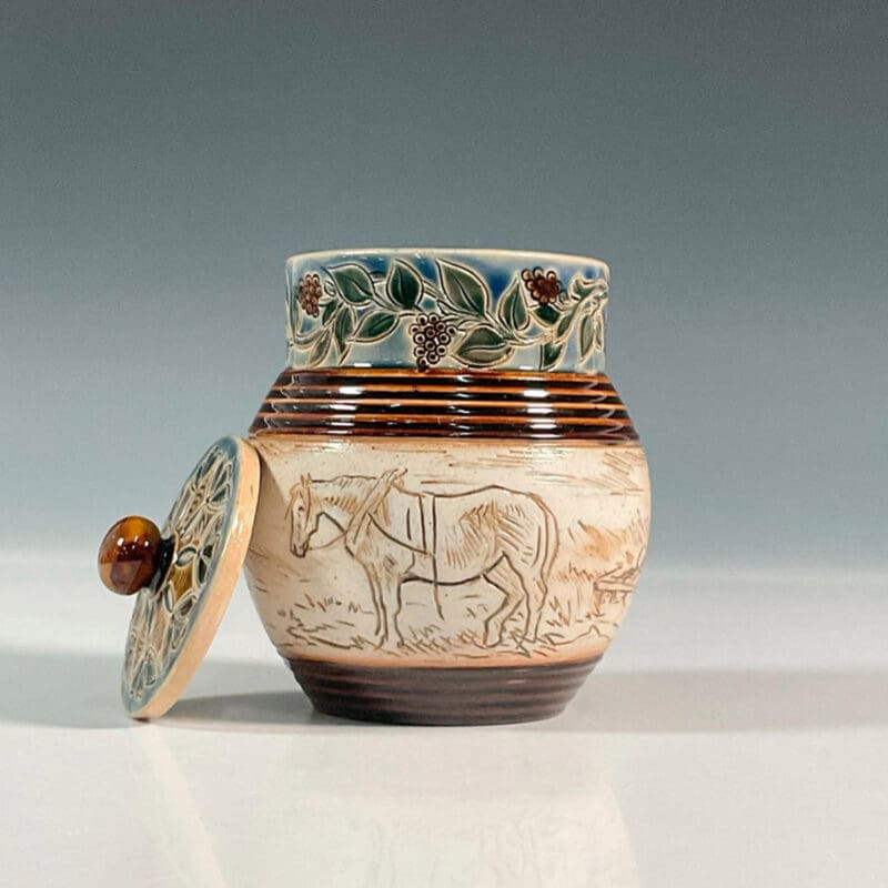 Doulton-Lambeth-Hannah-Barlow-Covered-Vase-Circa-1887 Doulton-Lambeth-Hannah-Barlow-Covered-Vase-Circa-1887