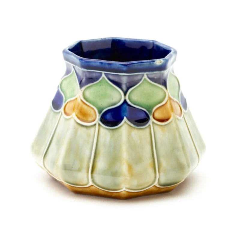 Douton-Lambeth-Stoneware-Vase, 19th Century-Green-Blue-2 Douton-Lambeth-Stoneware-Vase, 19th Century-Green-Blue-2