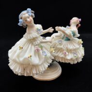 Dresden Volkstedt Germany Porcelain Lace Dancing Twins Figurine-1