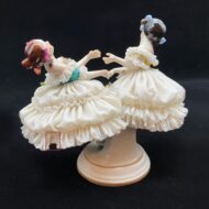 Dresden Volkstedt Germany Porcelain Lace Dancing Twins Figurine-3