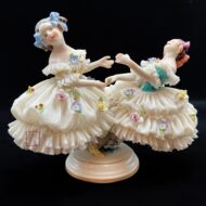 Dresden Volkstedt Germany Porcelain Lace Dancing Twins Figurine-5