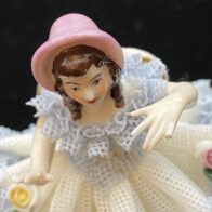 Dresden lace porcelain figurine girl with bonnet-5