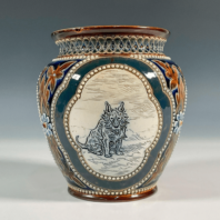 Hannah-Barlow-Doulton-Lambeth-Late-1800s-Vase-Dogs-1