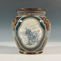 Hannah-Barlow-Doulton-Lambeth-Late-1800s-Vase-Dogs