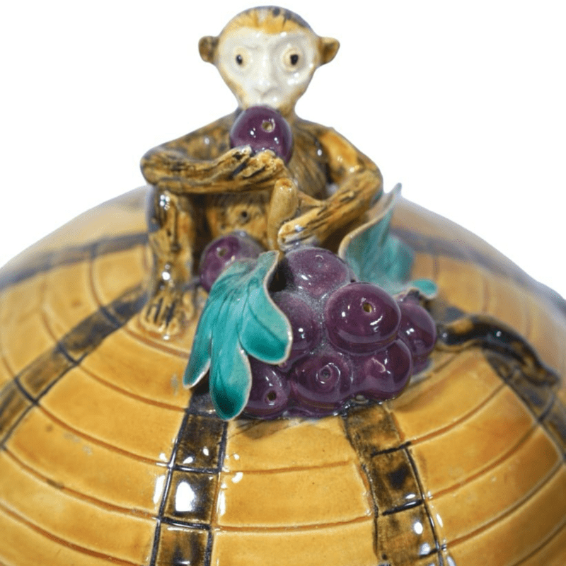 Majolica-Monkey-Grape-Dish-in-style-of-George-Jones-1 Majolica-Monkey-Grape-Dish-in-style-of-George-Jones-1