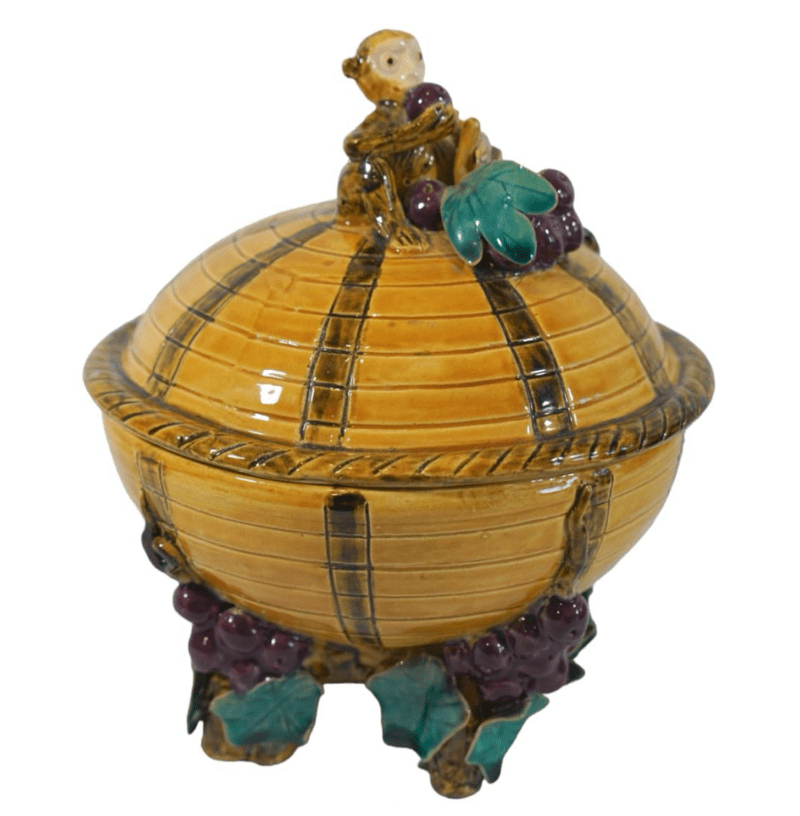 Majolica-Monkey-Grape-Dish-in-style-of-George-Jones-5 Majolica-Monkey-Grape-Dish-in-style-of-George-Jones-5