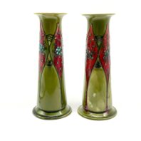 Mintons-Secessionist-Tubelined-Green-Vases-Early-1900s