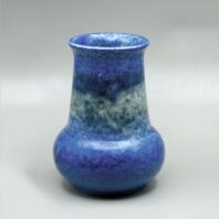 Rusking British Pottery Blue and Green Souffle Glaze Vase Circa 1930s-1