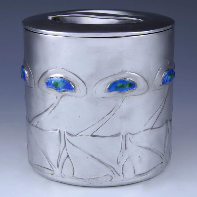 Archibald-Knox-Round-Enameled-Biscuit-Barrel-2 Archibald-Knox-Round-Enameled-Biscuit-Barrel-2