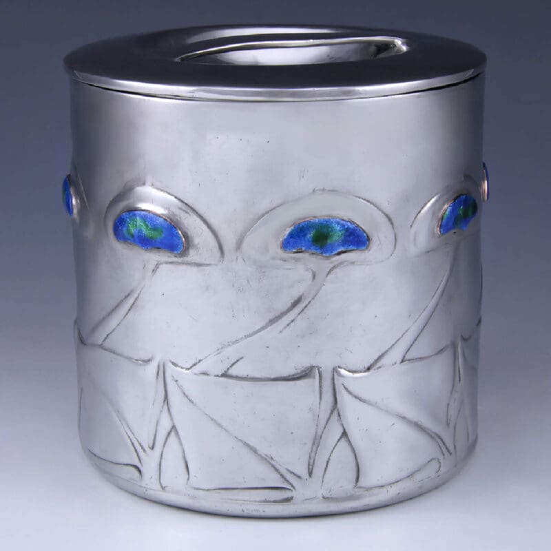 Archibald-Knox-Round-Enameled-Biscuit-Barrel-5 Archibald-Knox-Round-Enameled-Biscuit-Barrel-5