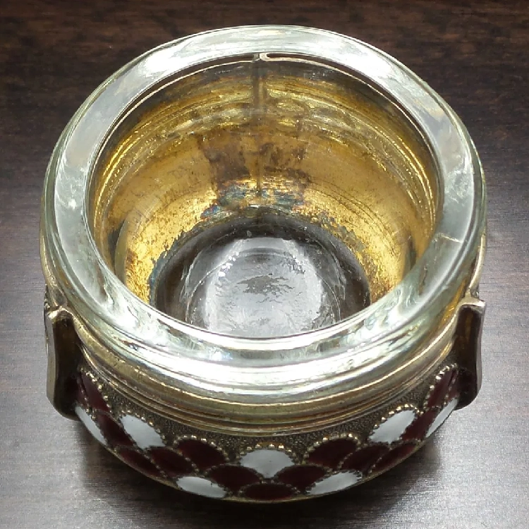 Vintage Soviet Union Hommet Silver and Enamel Salt Cellar-3 Vintage Soviet Union Hommet Silver and Enamel Salt Cellar-3