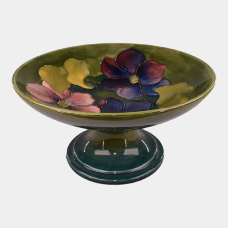 Walter Moorcroft Green Anemone Compote, circa 1940s