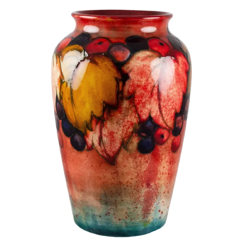 Walter Moorcroft "Leaf and Berry" Vase in Flambe