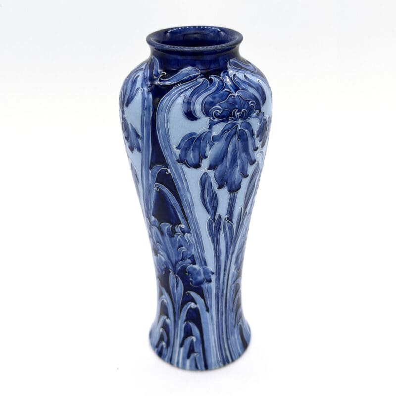 Rare, Pristine William Moorcroft Iris pattern Florian Ware Vase, Circa 1898 to 1902