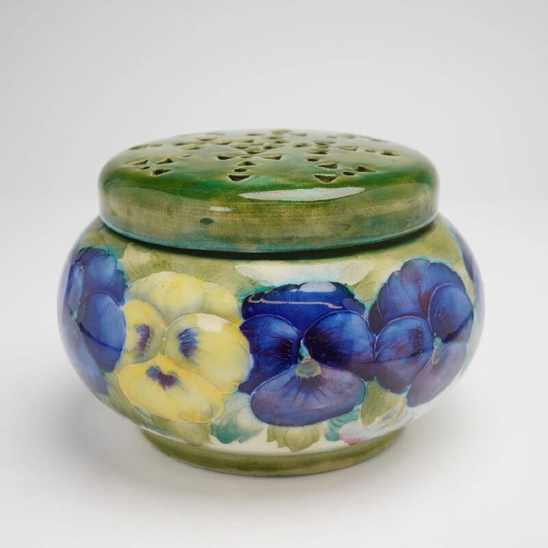 William Moorcroft Potpourri in Pansy Pattern with full signature, circa 1900s